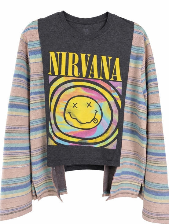 NIRVANA Tops - Nirvana Graphic Band Tee Upcycled Boho Grunge One of a Kind Top OS